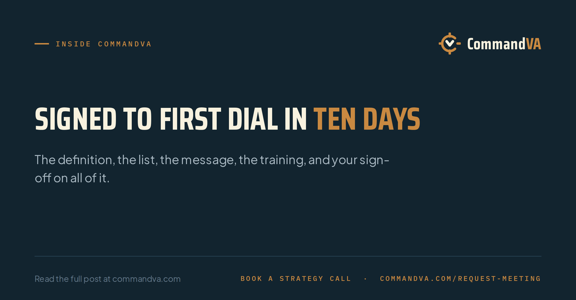 From signed to first dial in ten days