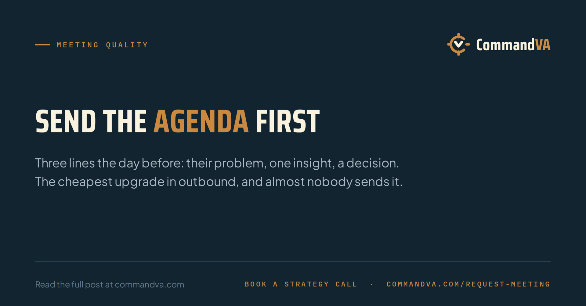 The first meeting deserves an agenda