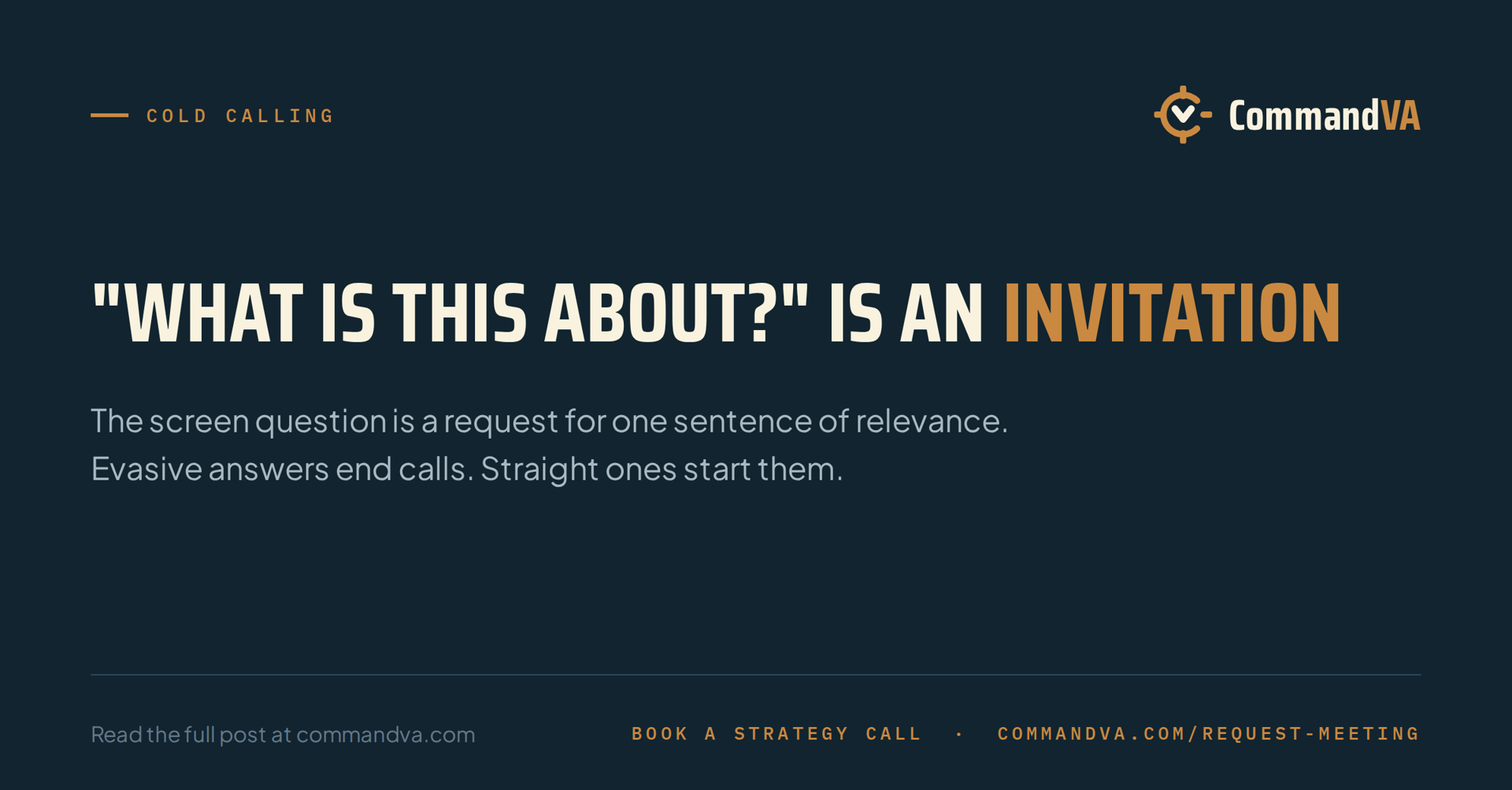 "What is this about?" is an invitation