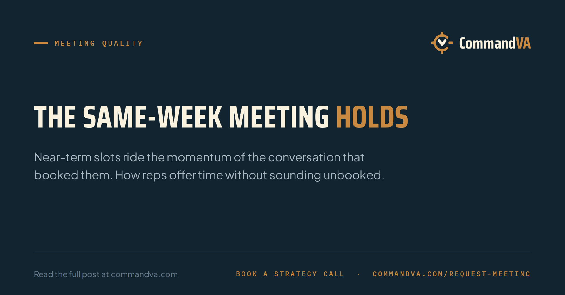 The case for the same-week meeting