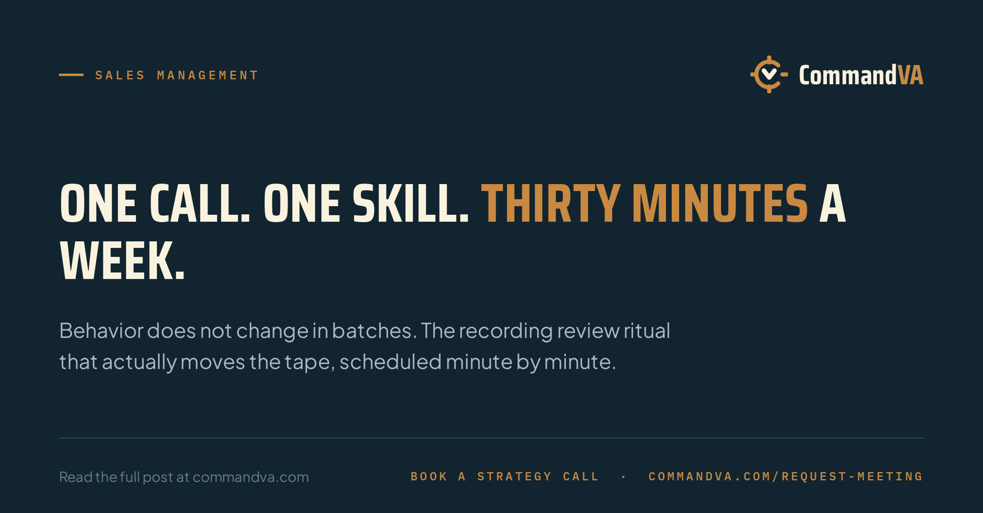Coaching from recordings: a thirty-minute weekly ritual