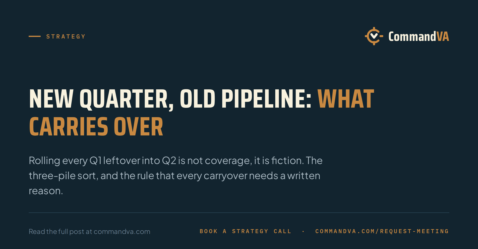 New quarter, old pipeline: what carries over