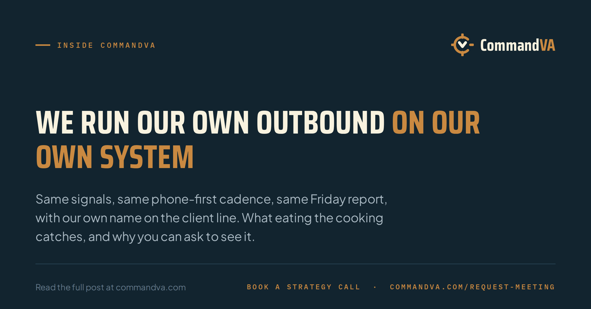 Our own outbound: eating the cooking