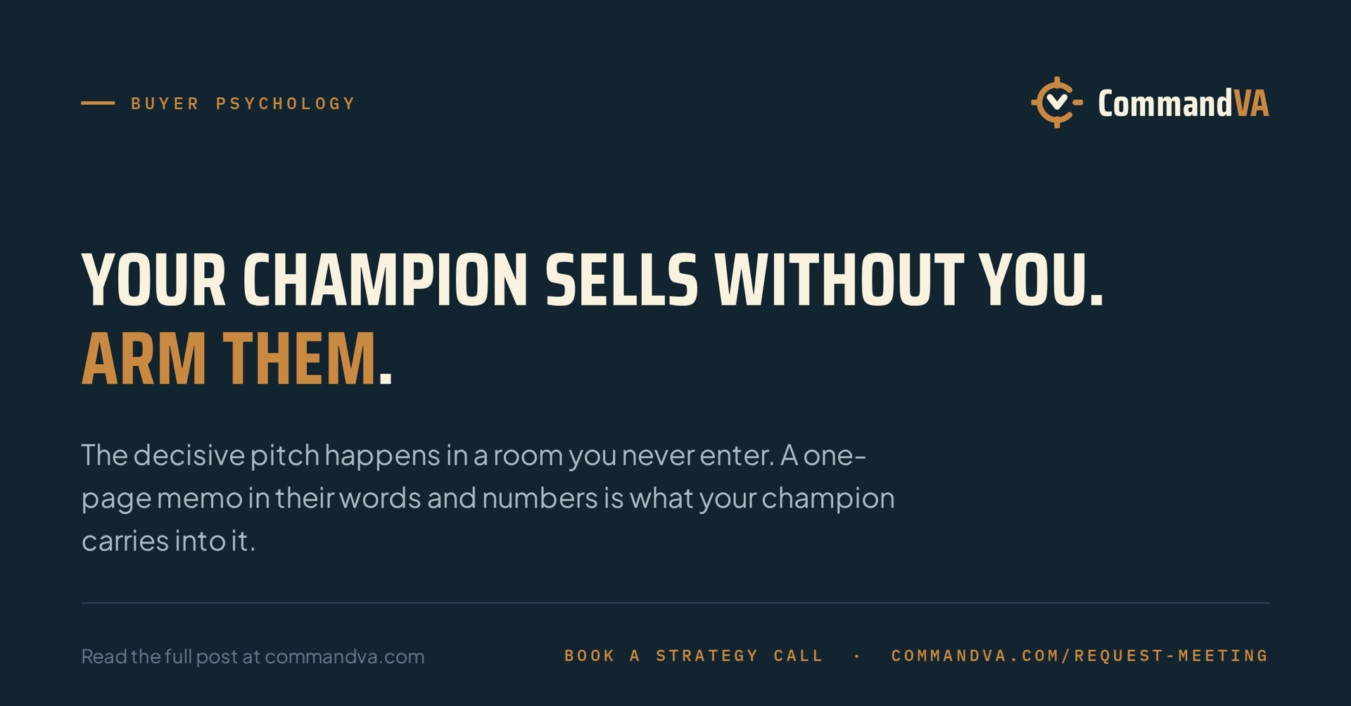 Help your champion sell inside