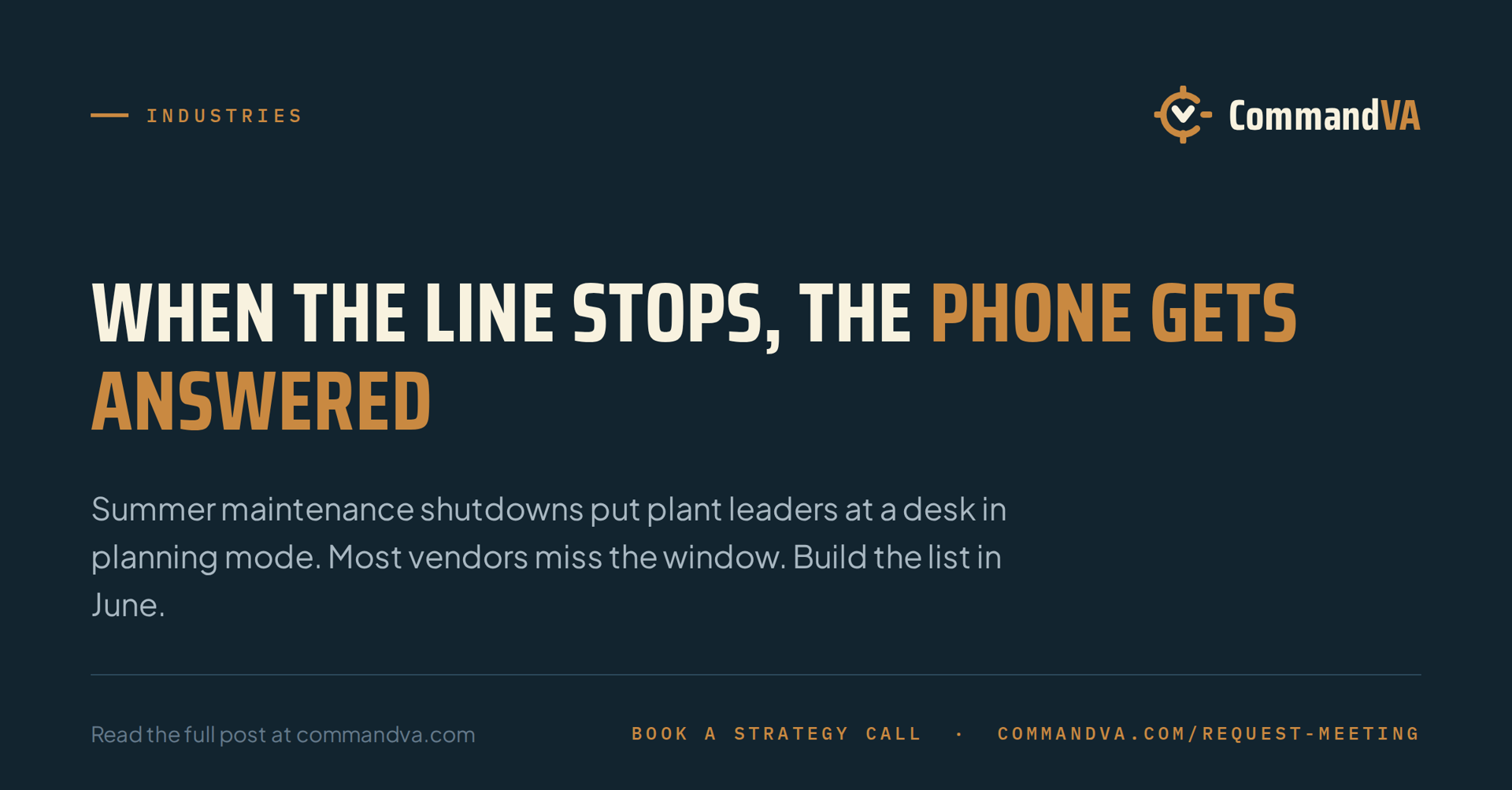 Manufacturing: the plant-shutdown window