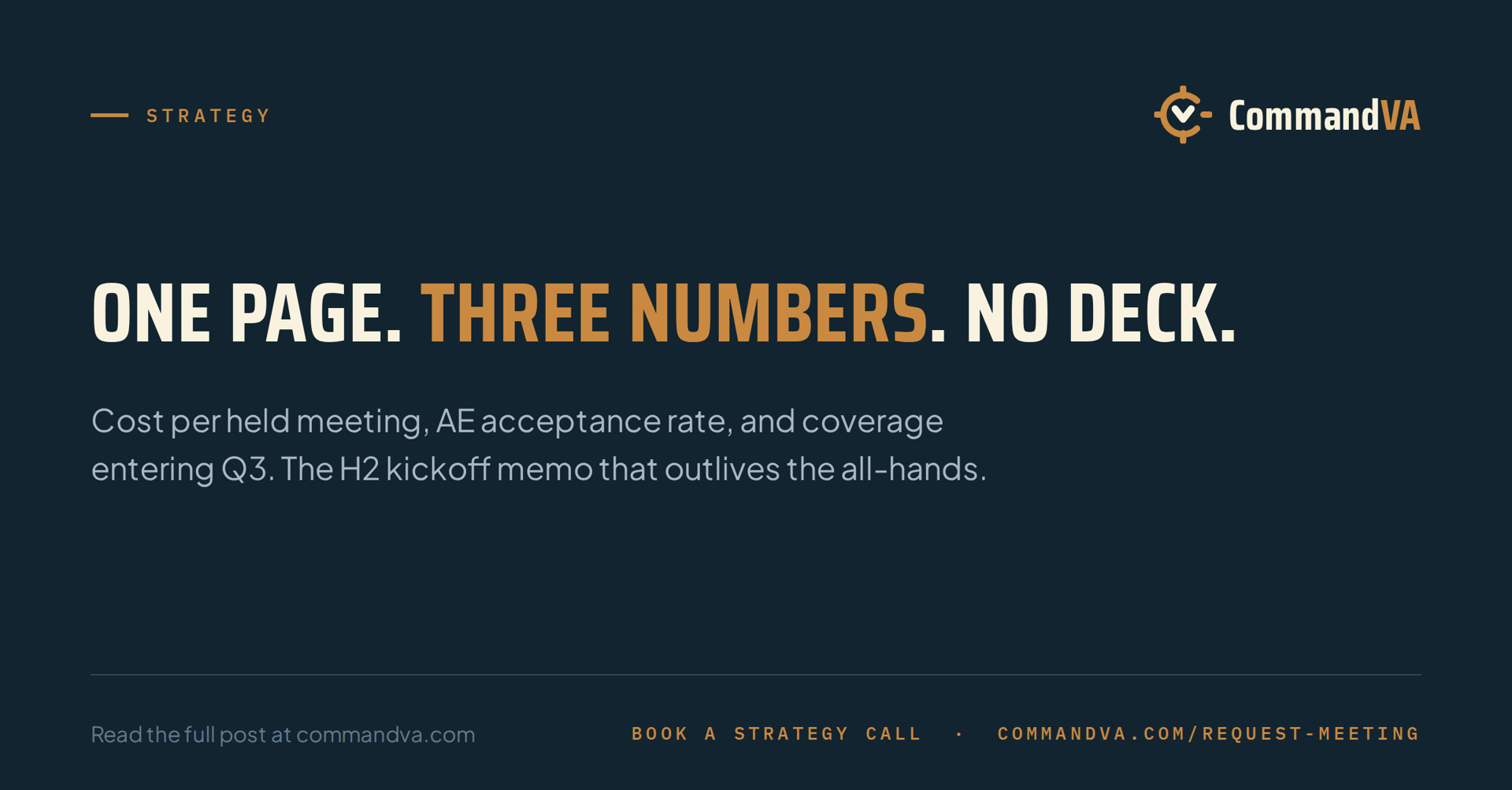 The H2 kickoff memo: one page, three numbers