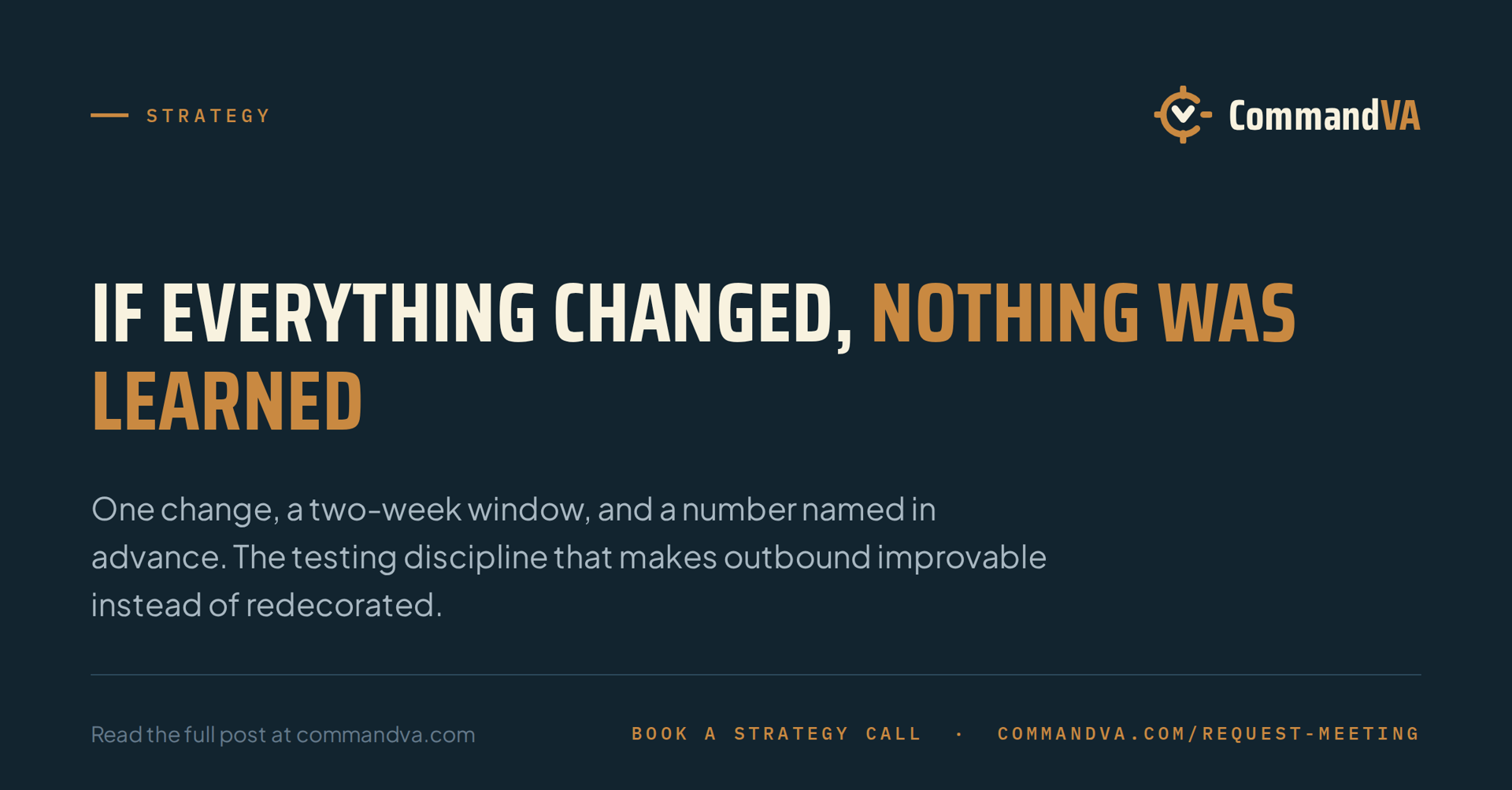 Outbound experiments: change one variable