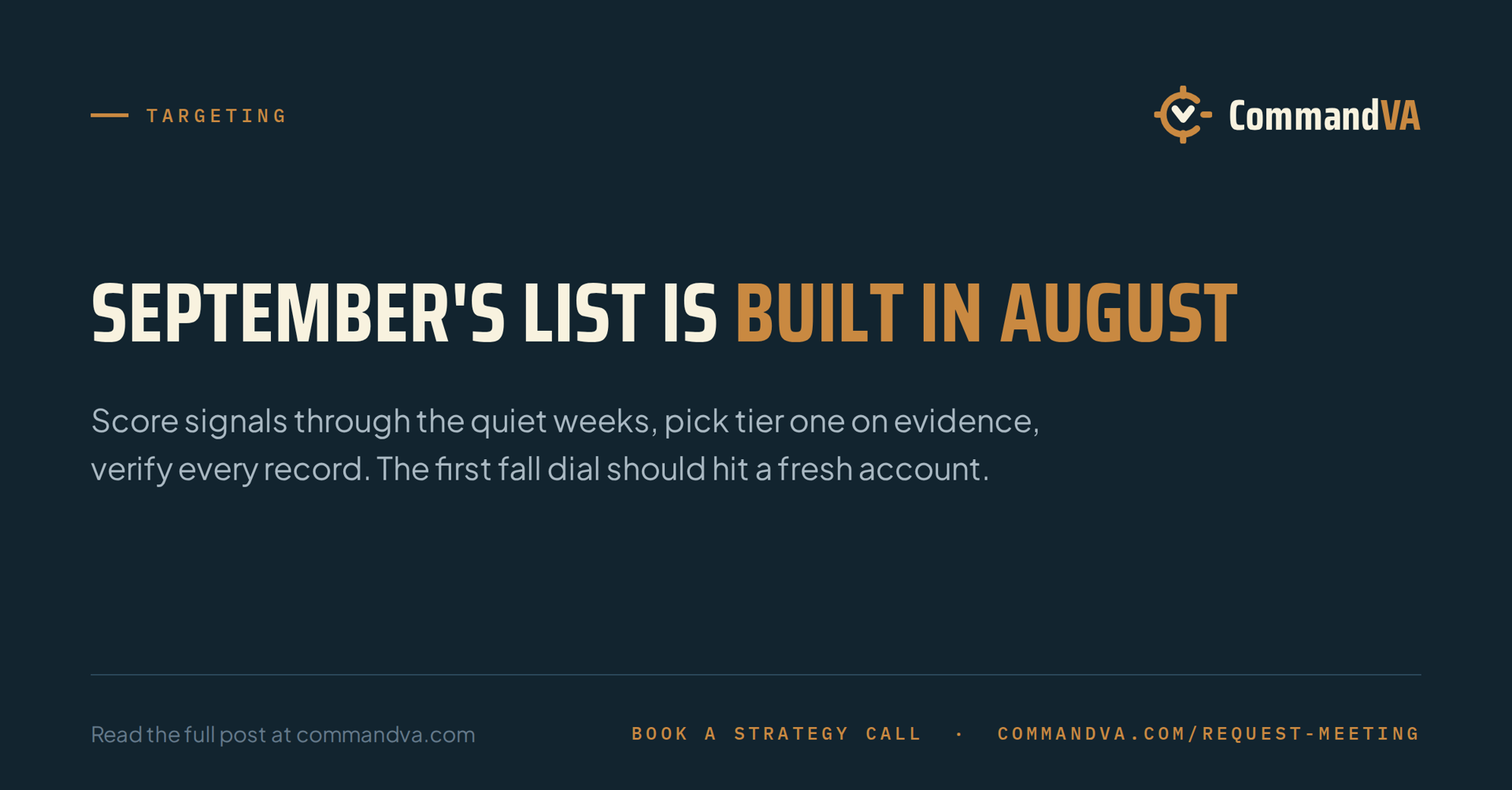 Build September's list in August