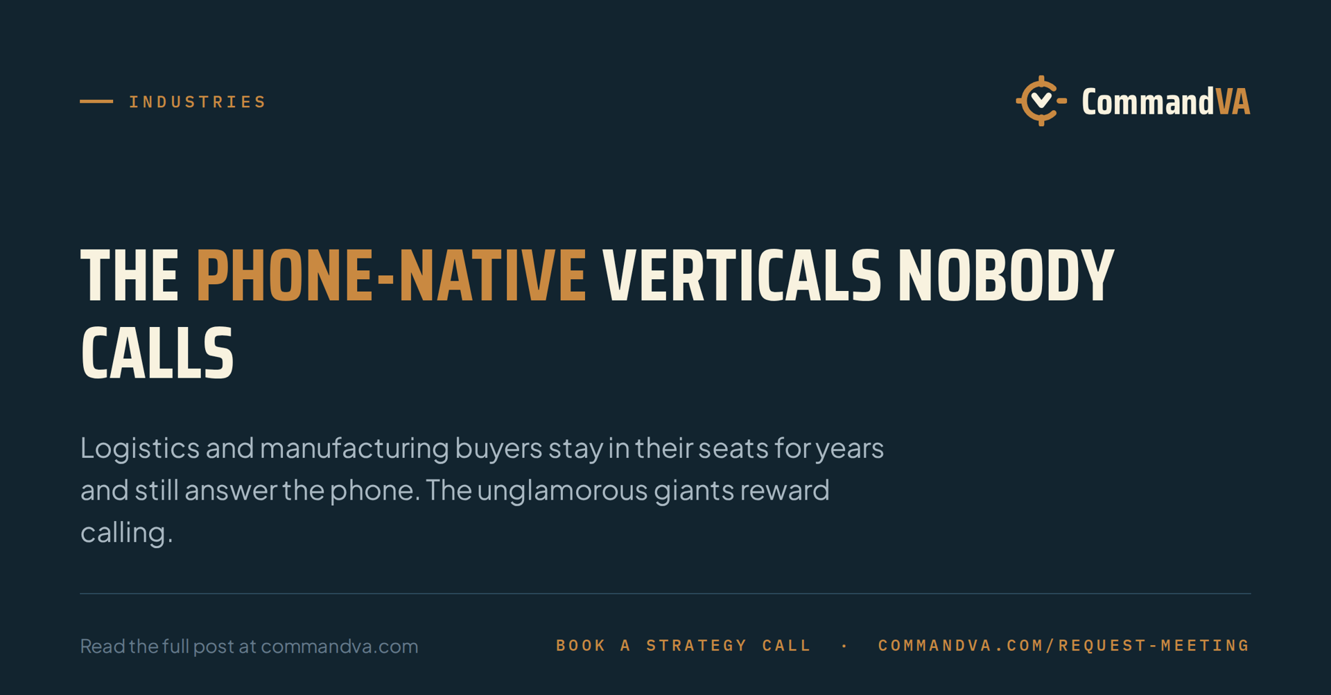Outbound for unglamorous giants: logistics and manufacturing