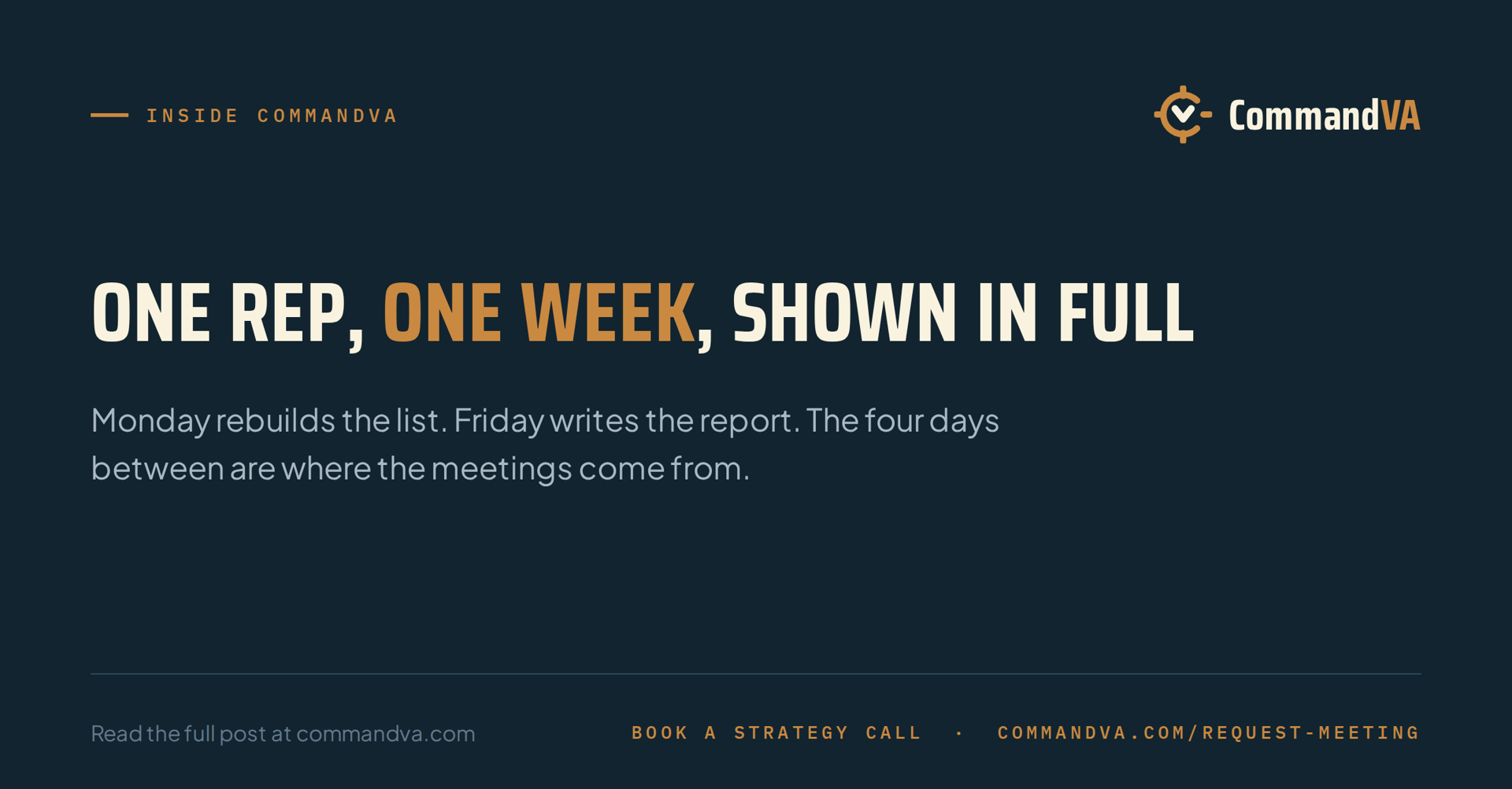 A week in the life of a dedicated rep