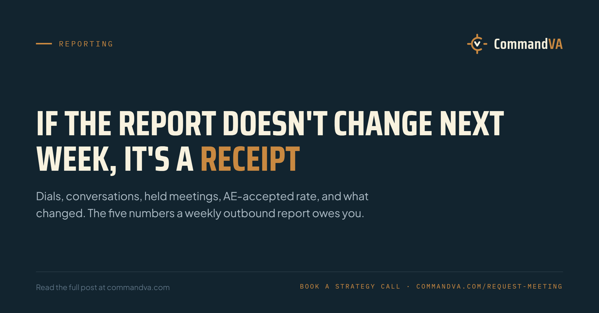 What your weekly outbound report should actually tell you