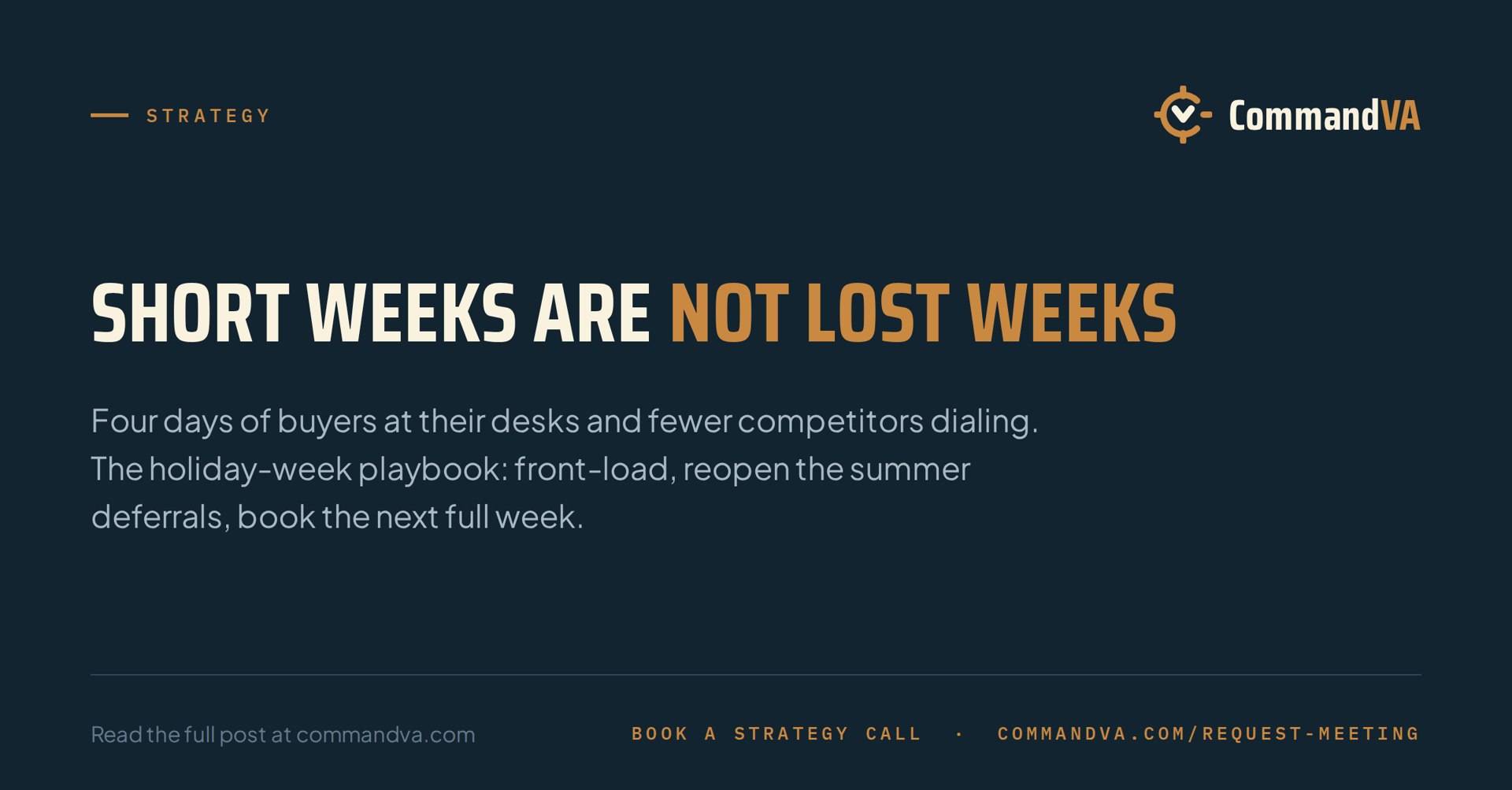 Short weeks are not lost weeks