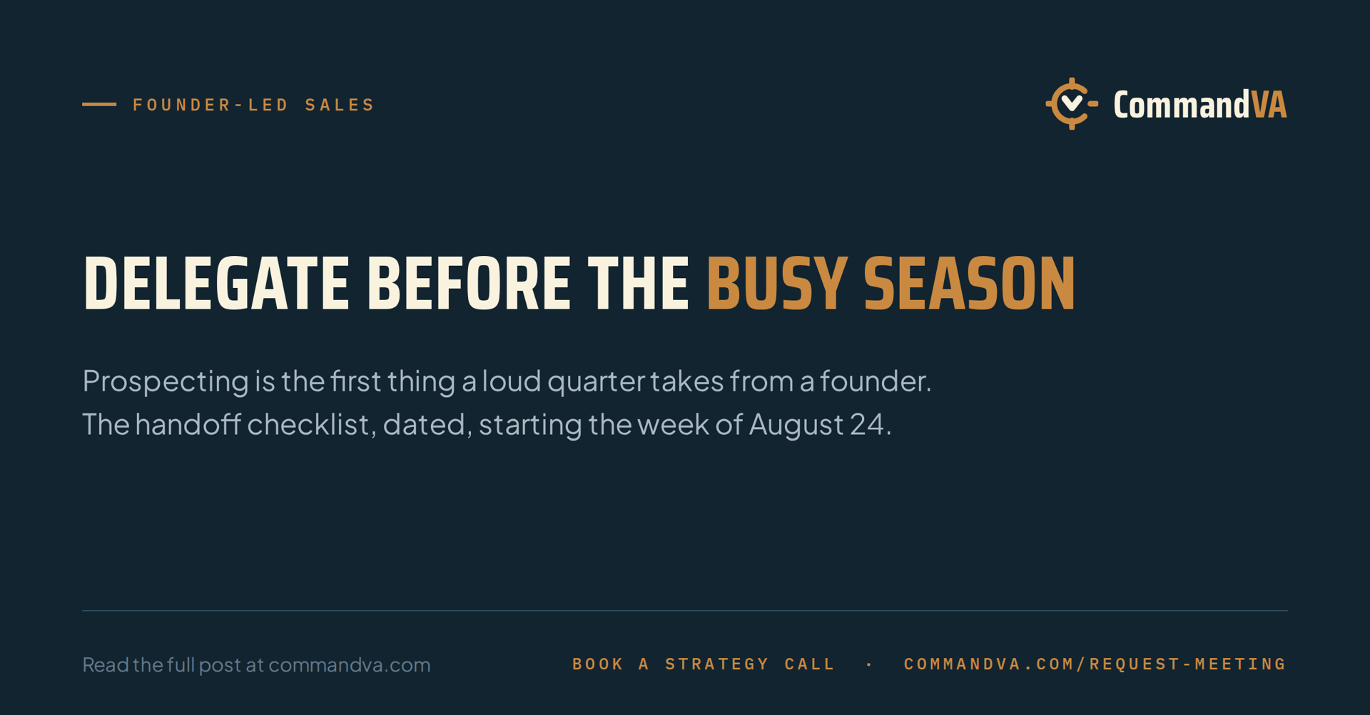 The founder's fall: delegate before the busy season