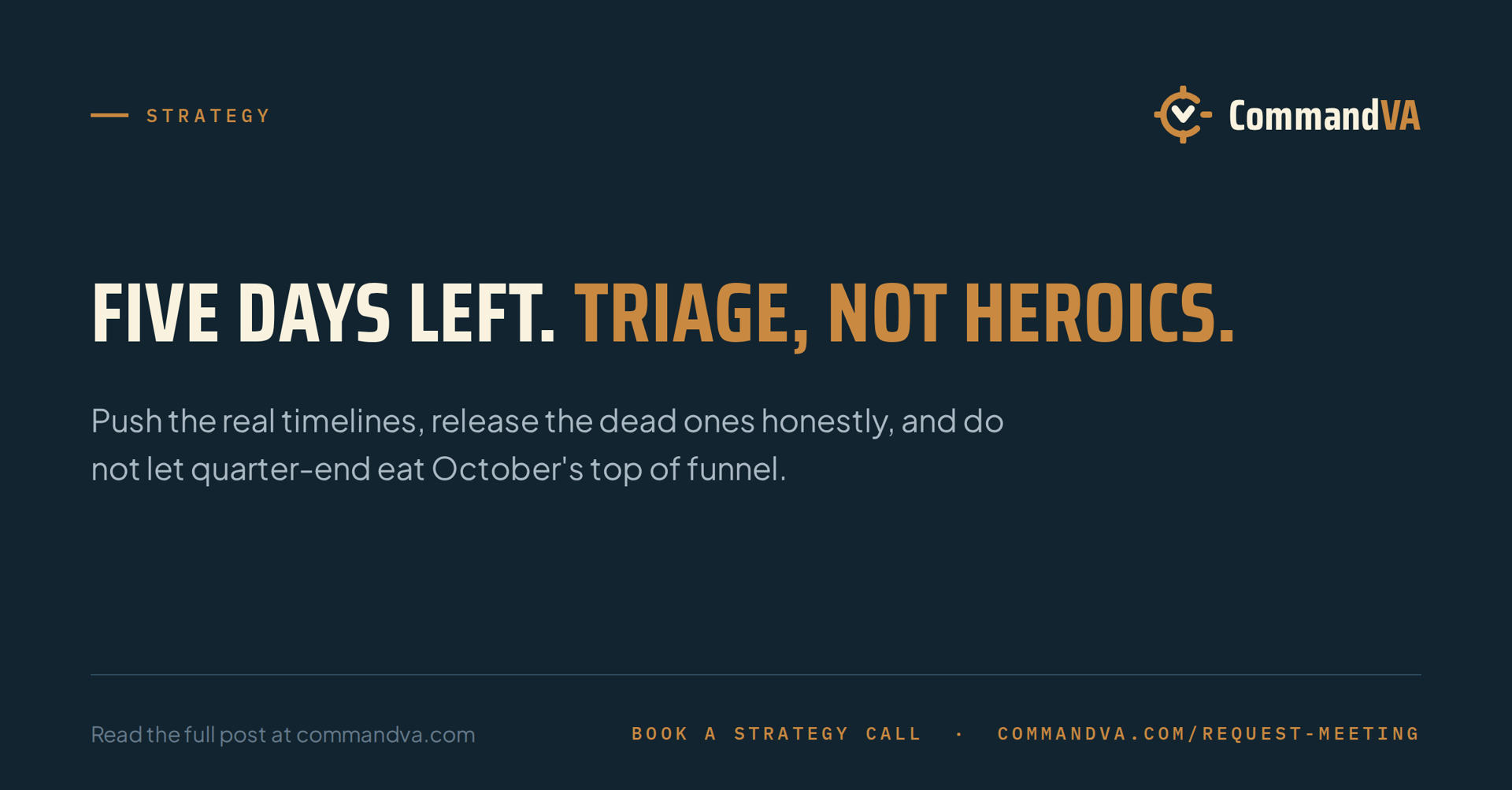Five days left in Q3: what to do and what to skip